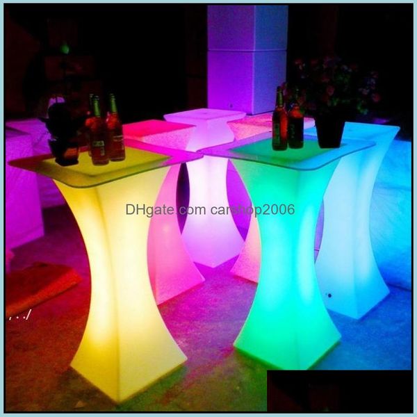 Bar Herramientas Barware Cocina Dining Home Garden RECARGABLE LED Mesa de c￳ctel luminoso Impermeable iluminando Coffee Disco Fiesta de discoteca Su