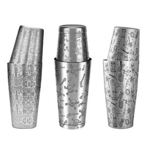 Bar Tools Boston Cocktail Shaker con patrón grabado Martini Shaker Tin Set 800ml 500ml 221110