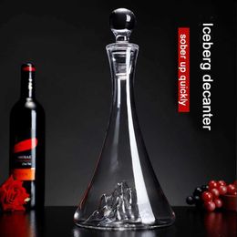 Outils de bar (Carvable) Bouteille de vin en verre en verre en cristal 1200 ml Dispeller de vide de vin en forme d'iceberg haut de gamme Bouteille de vin de grande capacité avec IID 240426