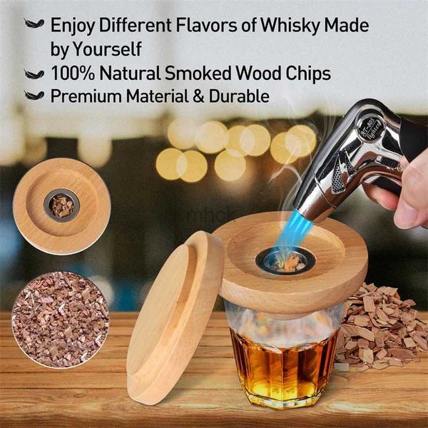 Herramientas de bar Juego de ahumador de cócteles Bar Campana de madera ahumada Whisky Fumar Chips de madera Caja Cócteles Infusor Kit Accesorios de cocina 240322