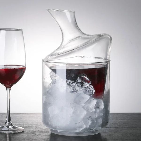 Seau à glace en verre en forme de cône, outils de bar, carafe à vin rouge, distributeur inversé à soufflage manuel, conteneur outil à whisky 231113