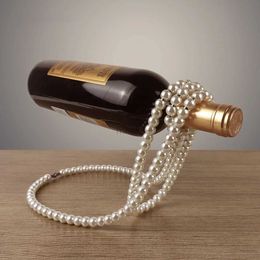 Outils de bar Collier de perles créatives Casier à vin Luxe Magique Résine en métal Suspendu Suspension Porte-bouteille de vin Rack Maison Décoration de bureau 240322