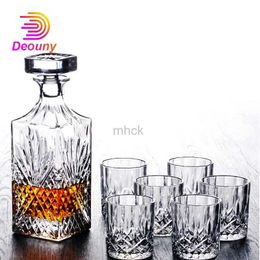 Outils de bar DEOUNY Carré Cristal Verre Bouteille De Vin Transparent Pichet Whisky Carafe 500ML 1000ML Accueil Bar Outil 240322