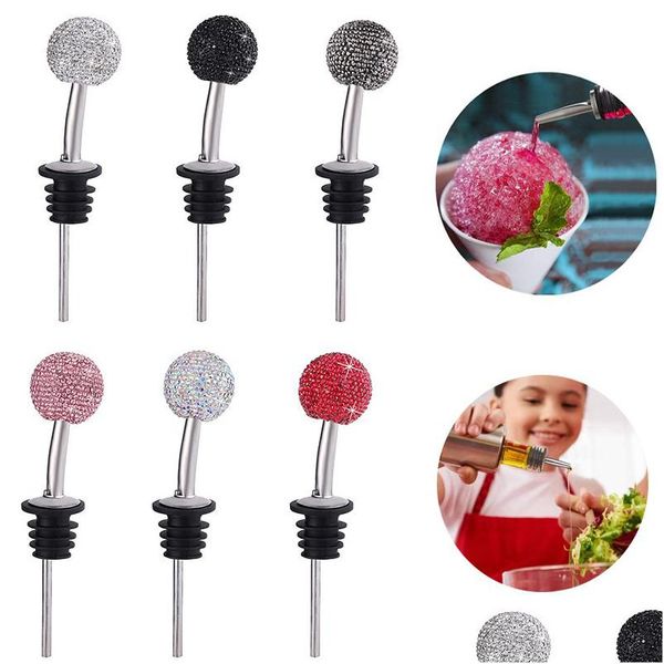 Herramientas de barra Diamond Red Wine Pourers Tapón de botella de acero inoxidable Pour Spout Decoración de Navidad Entrega de gota Hogar Jardín Cocina Dhicz