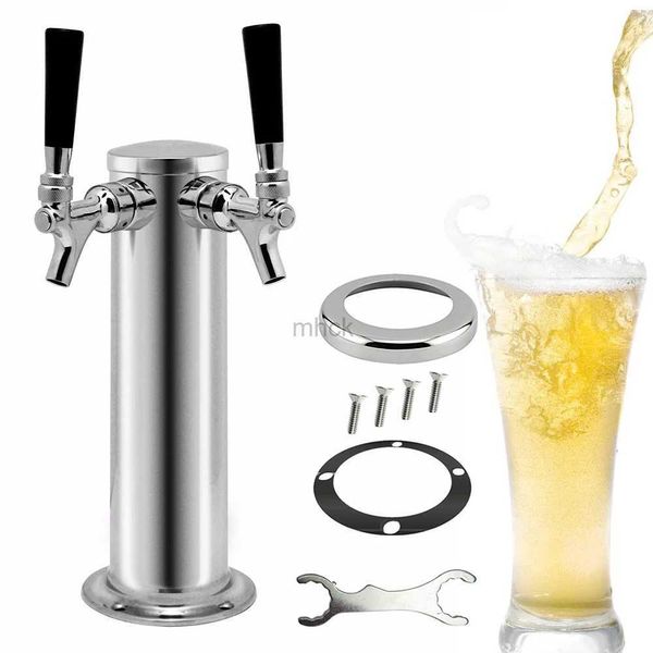 Herramientas de barra, grifo doble, torre de cerveza de barril, barra de acero inoxidable, Kegerator para Pub, grifo cromado doble 240322