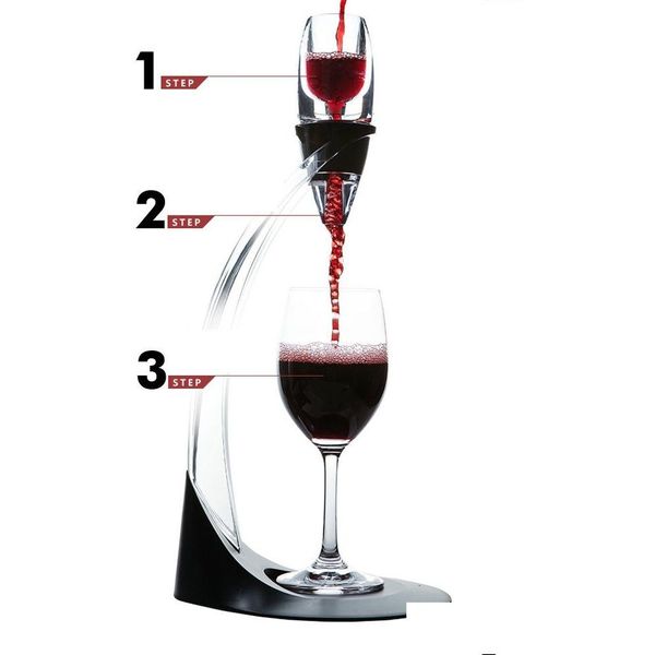 Bar Tools Eco Friendly Deluxe Wine Aerator Tower Set Accesorios de vidrio rojo Decantador mágico rápido con caja de regalo Acrílicos de cristal Wholesa Dhin6