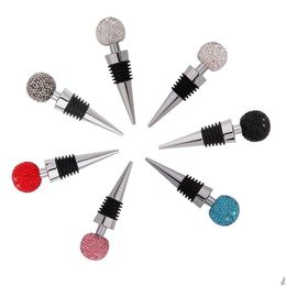 Bar Tools Fashion Diamond Wine Stoppers Tool Creative Crystal Red Bottle Stopper Huishouden Champagne Sealing Drop Delivery Home Gard Dh7MK