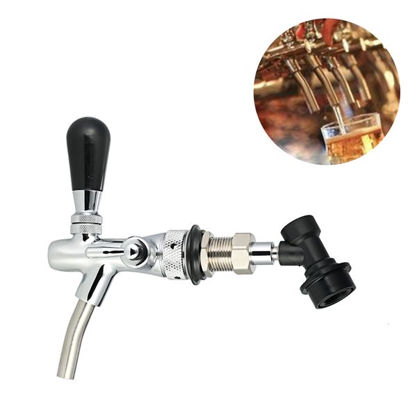 Outils de bar G5 / 8 Shank Beer Tap Débits réglables Chrome Draft Longue tige Home Brew Keg avec boule Boba Straw Lock Déconnecter 230920