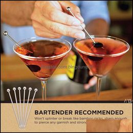 Bar Gereedschap Goldbaking roestvrijstalen cocktailkeuzes Fruitstick Tooticks Martini Glass Dessert Forks Sticks Sticks Keuken Drop Delivery Ho Ottek