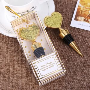 Bar Gereedschap Hart Wijnfles Stopper Gouden Wijnen Stoppers Bruiloft Gunst Giveaways voor gasten Valentines Souvenirs voor-vriend