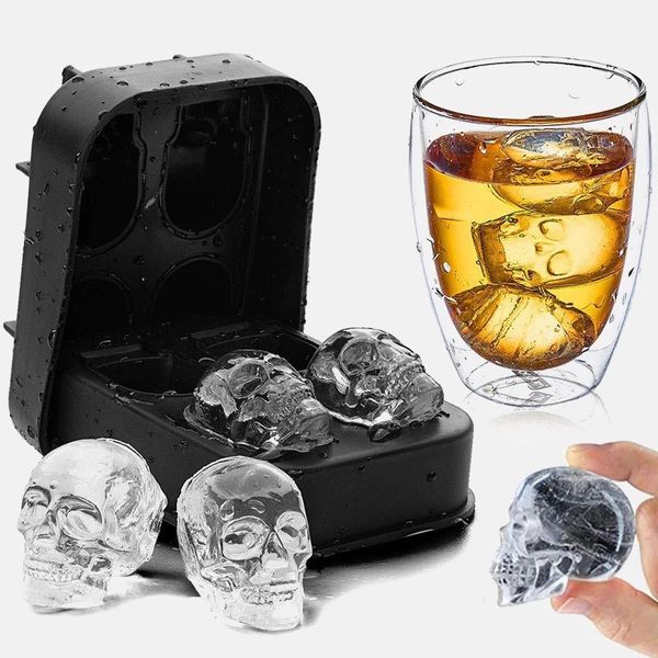 Herramientas de Bar, fabricante de cubitos de hielo DIY, bandeja creativa de silicona con forma de calavera, molde para fiesta en casa, moldes para helado de whisky fresco