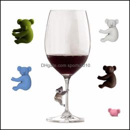 Outils de bar Koala Cup Bar Outils Recognizer Coupes de verre à vin Sile Identifier Tags Party Étiquette dédiée 6pcs / Set B3 Drop Livraison 2021 Hom Dhmre