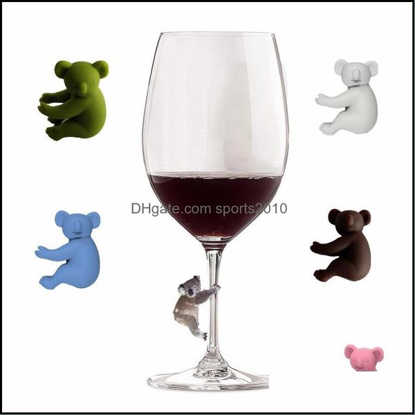 Outils de bar Koala Cup Bar Outils Recognizer Coupes de verre à vin Sile Identifier Tags Party Étiquette dédiée 6pcs / Set B3 Drop Livraison 2021 Hom Dhmre