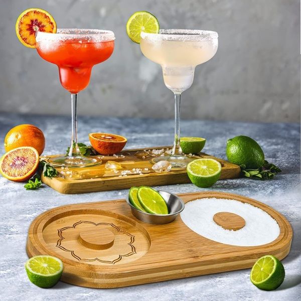 Bar Tools Margarita Salt Rimmer Cocktail Dipper Sugar Assaisonnement Board Bambou et Bois Plateau 230612