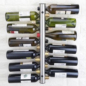 Outils de bar OOTDTY Design créatif Porte-bouteilles en acier inoxydable 8 bouteilles Support mural 42 5x5cm 231205