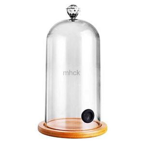 Bargereedschap Plastic Roken Cloche Kap Moleculaire Keuken Dome Deksel met rubberen gaten Houten basis voor Cocktail Taart Drankjes K92A 240322