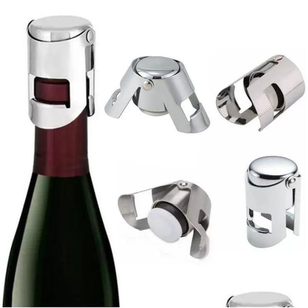 Outils de bar Bouchon de bouteille de vin de champagne portable en acier inoxydable scellant mousseux scellé sous vide avec joint étanche à l'air pur Sile Profes DH3PS