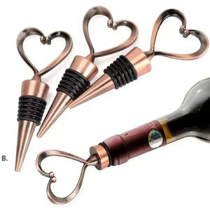 Bar Tools Rose Gold Silver Elegant Heart Lover en forma de vino tinto Champagne Metal Wines Bottle Stopper Valentines para regalos de boda WHT0228