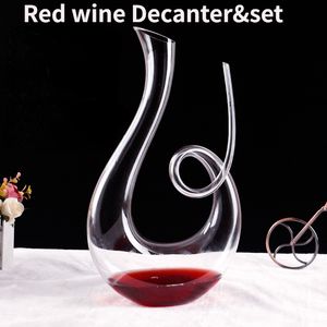 Outils de barre SHXING Cristal Haute Qualité 1500 ml Spirale 6 Shaped Set Carafe À Vin Coffret Cadeau Harpe Swan Creative Séparateur Ensembles 230627