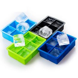 Herramientas de barra, moldes cuadrados de hielo de silicona, cubierta a prueba de polvo, bandeja de hielo, molde cuadrado de cubitos de hielo de gran capacidad, mezcla de colores 079