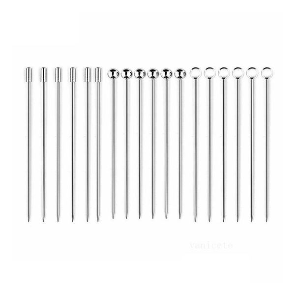 Outils de bar en acier inoxydable Cocktail Picks Fruit Stick Tooticks Martini Dessert Forks Sticks Cuisine ToolsLT127 Drop Livraison Accueil Gar Dhmt4