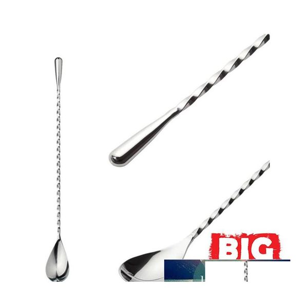 Herramientas de barra Cóctel de acero inoxidable Mezcla retorcida Agitador Cuchara Tenedor Punta Diy Set Shaker Muddler Stirrer Kitchen Drop Delivery Home G Otitk