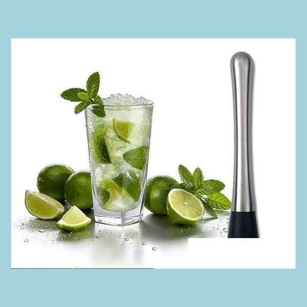 Outils de barre En acier inoxydable Glace Cocktail Swizzle Bâton Fruit Muddle Pilon Bâtons de popsicle Marteau écrasé Bar Outils Vin Goutte Livraison Dhiuy