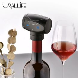 Herramientas de bar Urallife Tapón de vino eléctrico Ahorro de preservación de vacío inteligente Tapón de corcho sellado de vino automático Herramienta de barra de tapón de vino portátil 231025