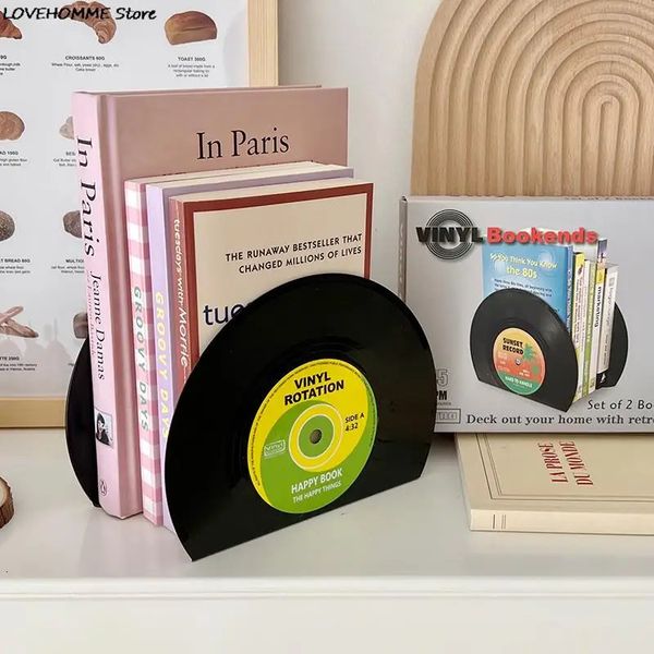 Outils de bar Serre-livres CD en vinyle Creative Record Bookstand Décoration de bureau Rubbie Vintage Partition Bibliothèque Accessoires de bureau 231027