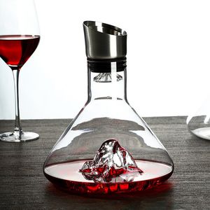 Outils de bar Carafe à vin Transparent en verre de cristal sans plomb Distributeur de vin Flacon Accessoires de vin clairs Barware Creative Iceberg Decanters 230831