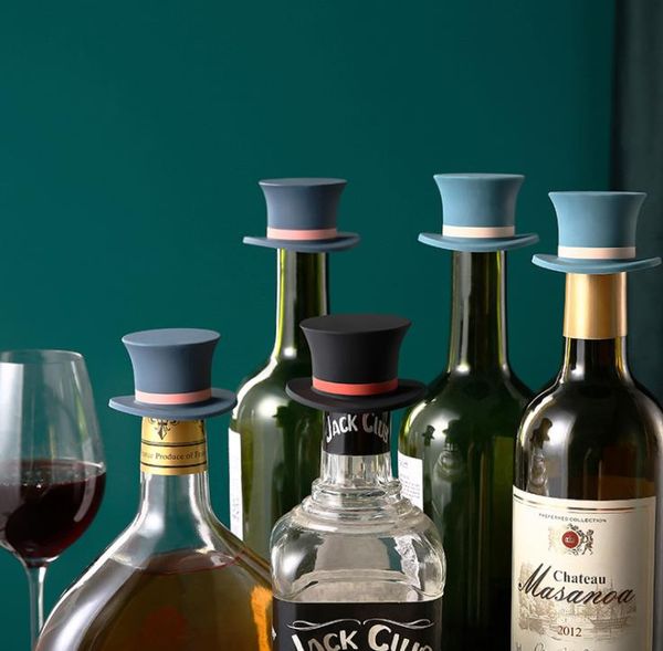 Outils de Bar bouchon de vin créatif magique chapeau forme Silicone vins bouchons antidérapant Gel de silice étanche bouteille liège SN15