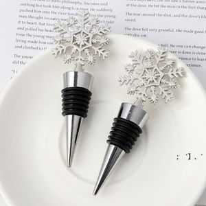 Bar Tools Winter Bruiloft Gunsten Zilver afgewerkt Sneeuwvlok Wijnstopper met Simple Package Christmas Party Decoratives GCB15665