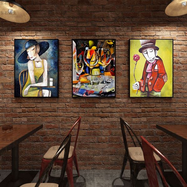 Bar décoration murale peinture style industriel créatif café restaurant internet café suspendu peinture personnalisée KTV murale