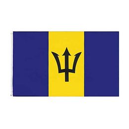 Banderas de país de la nación de Barbados, pancartas de poliéster 100D de 3x5 pies, colores vivos para exteriores, alta calidad con dos ojales de latón