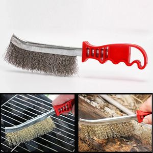 Brosse de nettoyage de barbecue outils de gril de fil d'acier inoxydable brosse de nettoyage de barbecue résistant à la chaleur outils de barbecue de camping en plein air 240308