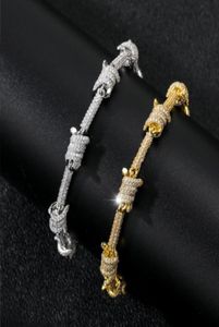 Bracelet barbelé Sliver Gold Color Iced Out Cumbic Zircon Cuban Chain Link For Women Men Hop Hop Jewelry2886997