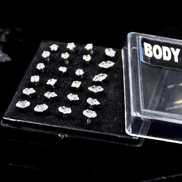 press de banca con barra Bog-24pcs caja Mezclado 7 diseños Bioplast Flexible Labret Stud Labio Anillo Ojo de caballo Elips Oreja Tragus Cartílago de oreja 2806