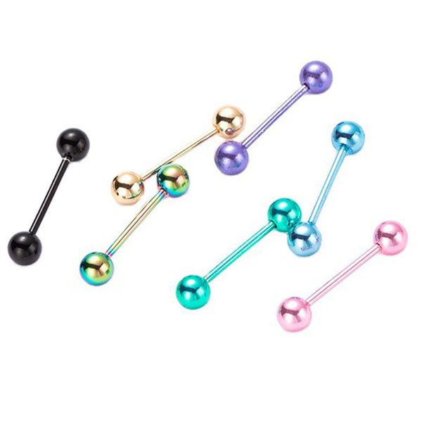 Barbell corps Piercing bijoux barre de langue en acier inoxydable barres de mamelon anneau Labret lèvre Piercing bijoux pour hommes femmes