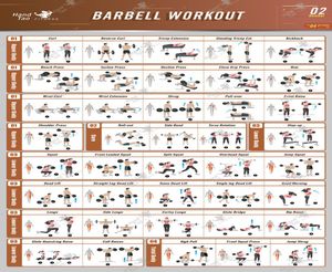 Barbell Entraînement Exercice Affiche Bodybuilding Guide de gymnase Fitness Gym Gart des cadeaux d'art Piffée de soie 7938066