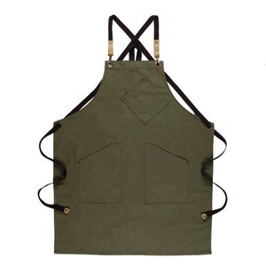 Barber Apron Men and Women Hairdresser Everler Canvas Multi Pocket Dye Nail Salon Coffee Shop Restaurante Custom 240325