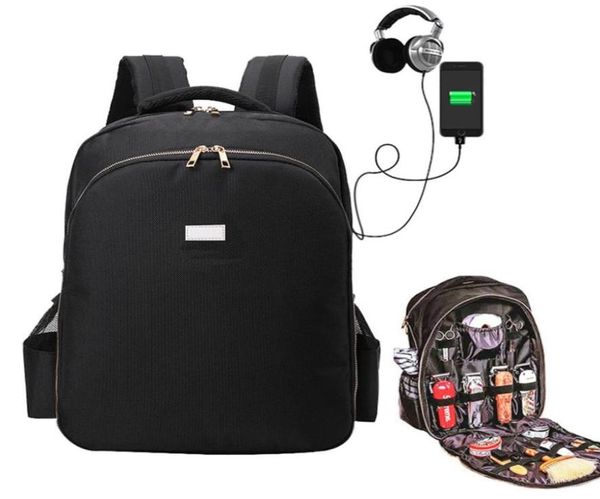 Sac à dos de barbier, sac à outils de coiffure de voyage pour styliste avec USB, organisateur de coupe de cheveux multifonction, étui de rangement pour coupe de cheveuxa255D3356857