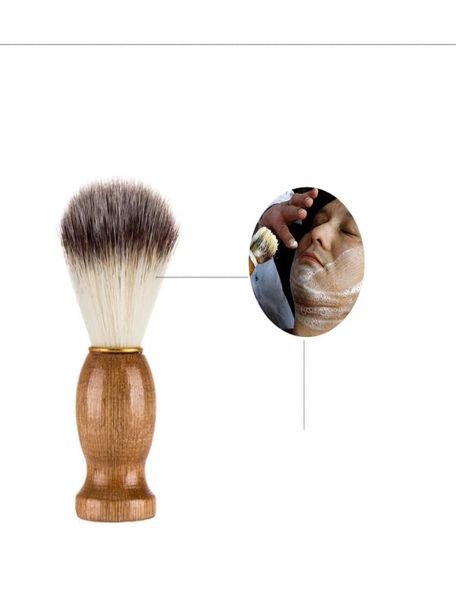 Barber cheveux rasage rasoir brosses manche en bois naturel brosse à barbe pour hommes cadeau outil de barbier hommes cadeau outil de barbier hommes approvisionnement E7440888