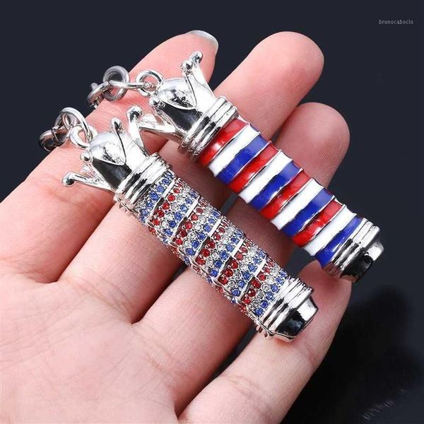 Salon de coiffure outils de coiffure porte-clés 3D pôle lumineux rasoir tondeuse à cheveux sèche-cheveux peignes ciseaux pendentif porte-clés bijoux 1234I