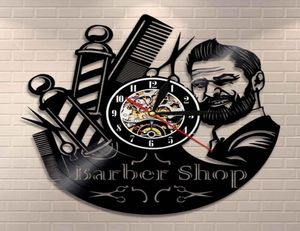Kapper Winkel Teken Wall Clock Barbers Pool Record Wall Clock Hair Salon Stylist Haargereedschap Schaar Barber Shop Artwork Gift Y2001093234981