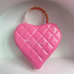 Barbie Core Bag Barbie Pink Heart Sac à main 10A Cuir de veau verni Barbiegirl Purse Designer Pochette avec boîte