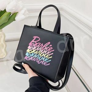 Barbie Designer Tas Zwart Roze Lederen Tote Handtassen Dames Crossbody Portemonnee Handvatten Meerkleurige Portemonnee Schoudertassen Bakken Tassen