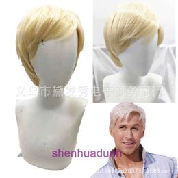 Barbie -film mannelijke lead Ken Wig Real Cos veelzijdige licht goud kort haar