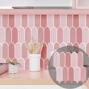 Barbie Powder Wallpaper 3D Design Premium Peel en Stick Backsplash Wall Tile Sticker voor badkamer keuken slaapkamer-10 stuks