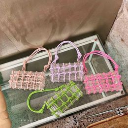 Barbiecoress Lente en zomer nieuwe acryl doos kleine vierkante tas voor dames high-end PVC transparante tas Franse dinertas 230802