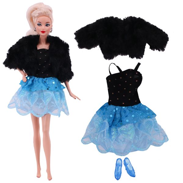 Barbies Doll Veilles en peluche + jupe de costume à la mode + chapeau de béret adapté à 11,8 pouces de poupée vêtements de chaussures gratuites cadeau